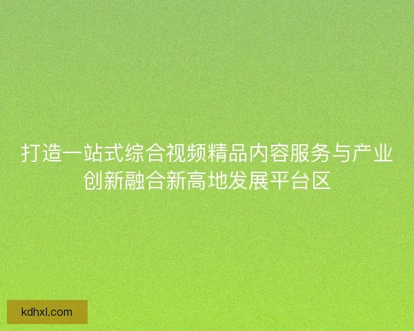 打造一站式综合视频精品内容服务与产业创新融合新高地发展平台区